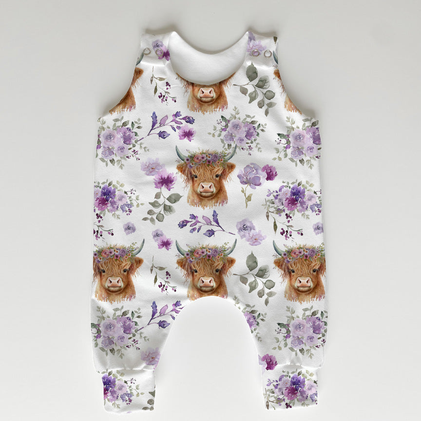 Floral Highland Cow Fabric
