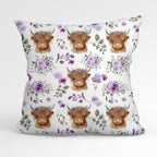 Floral Highland Cow Fabric