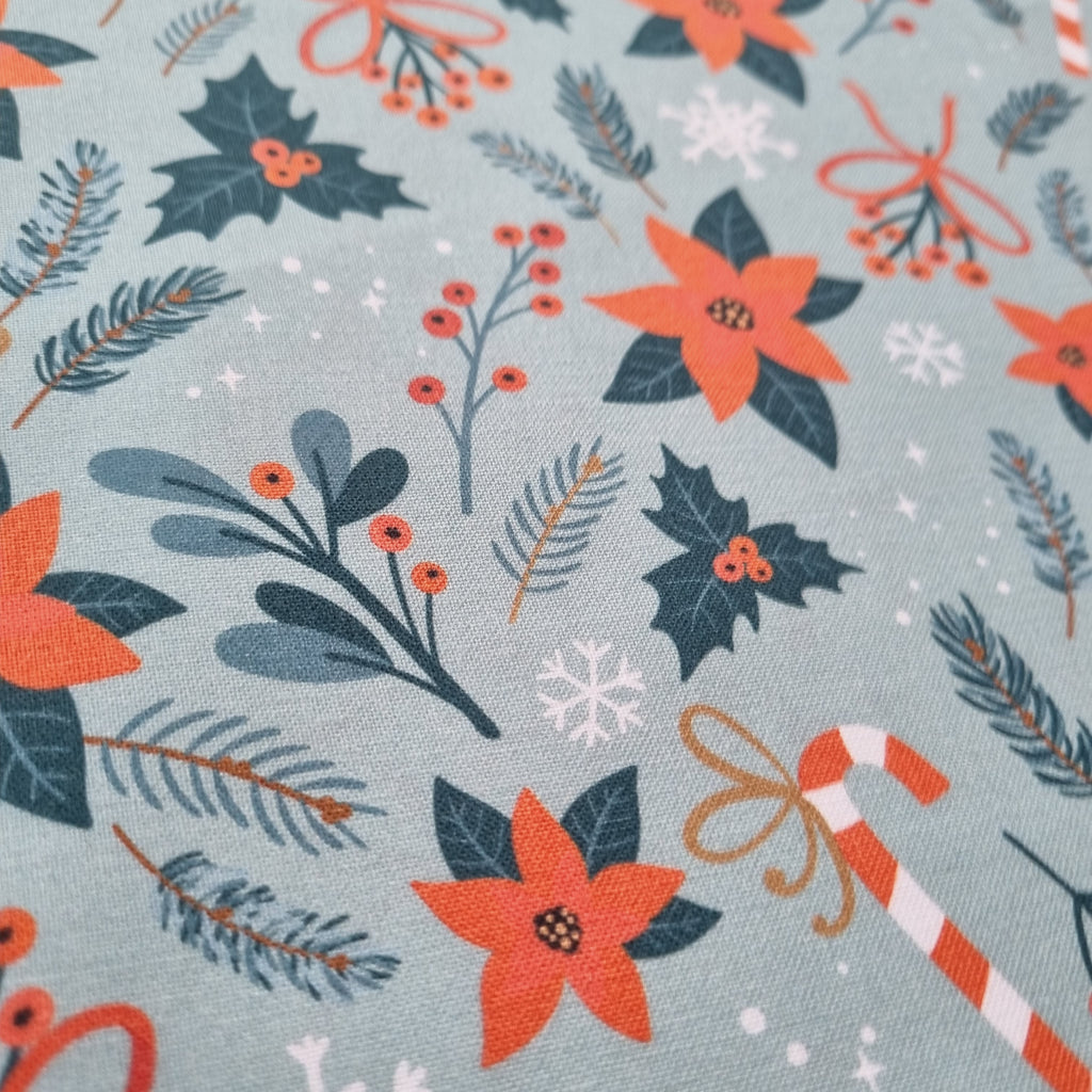 Poinsettia Mint Fabric
