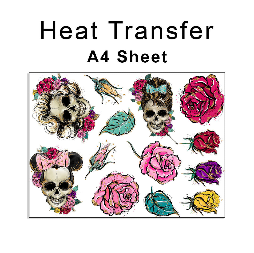 Hollywood Skulls A4 Mix Iron on fabric heat transfer DTF-39