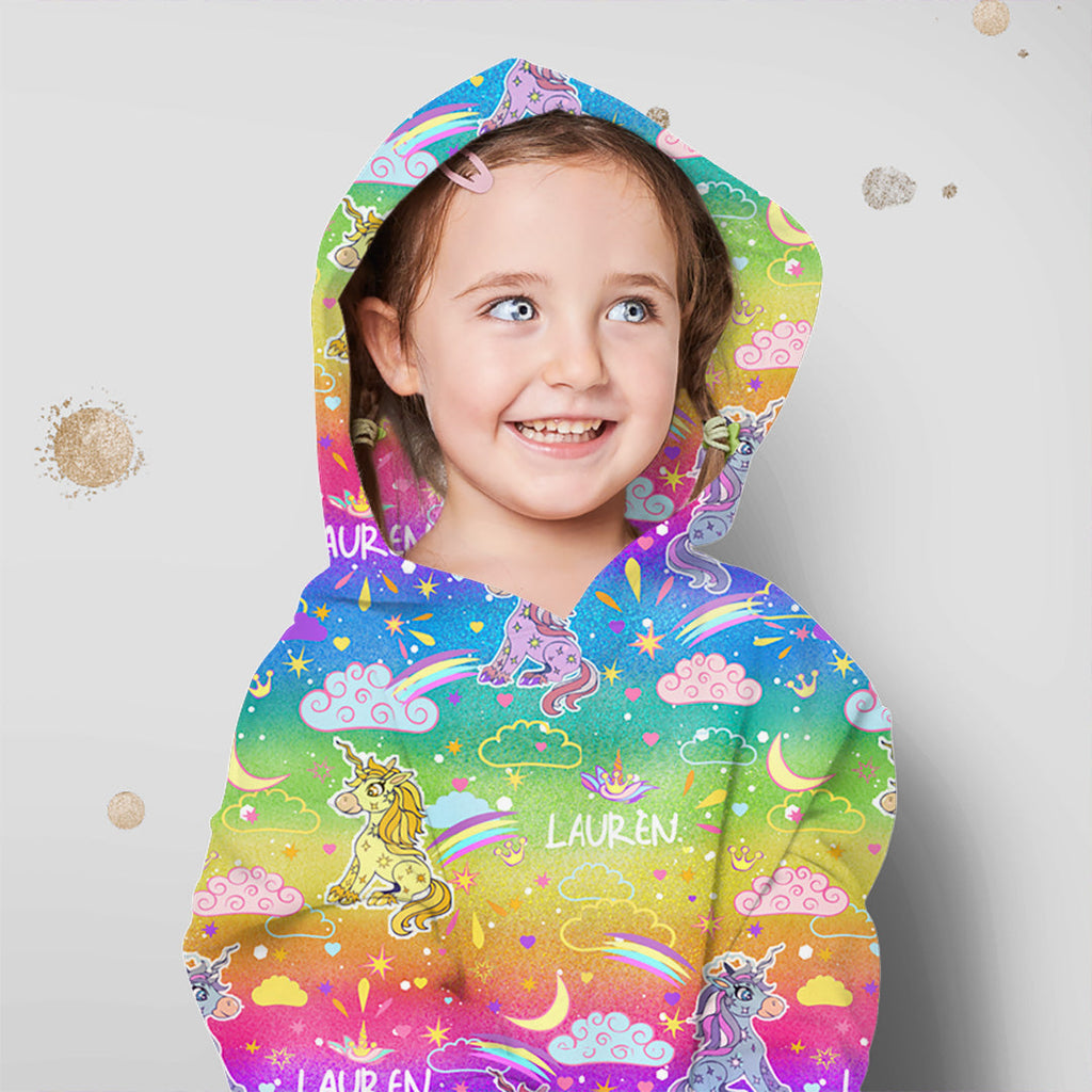 Personalised Rainbow Unicorns Fabric