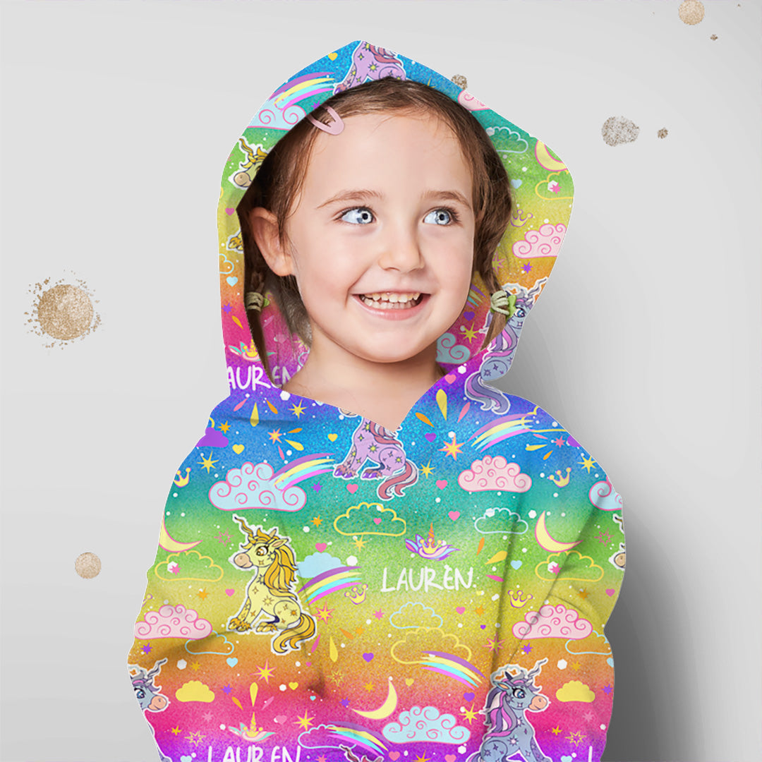 Personalised Rainbow Unicorns Fabric