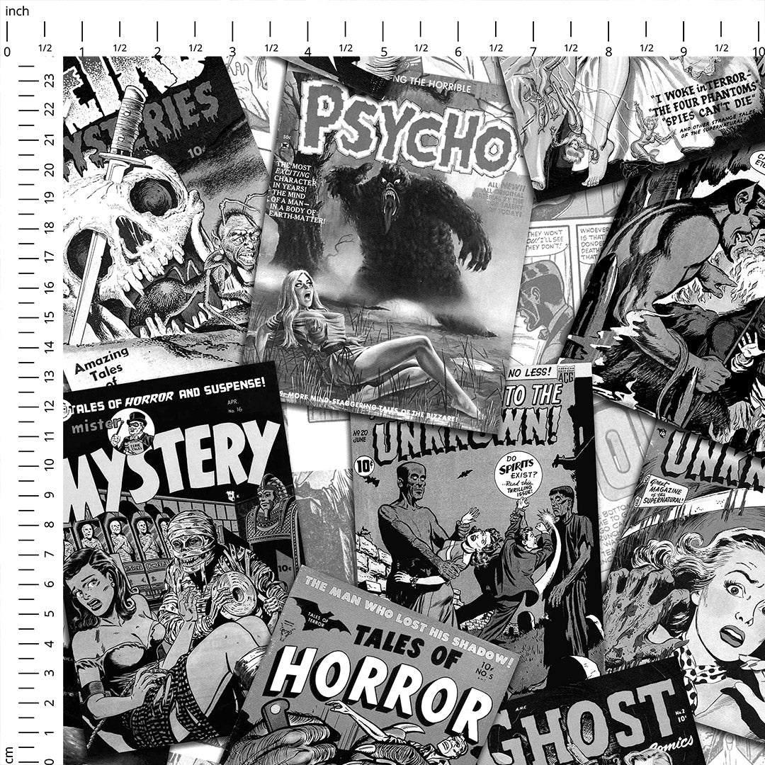 Horror Comics Mono Fabric