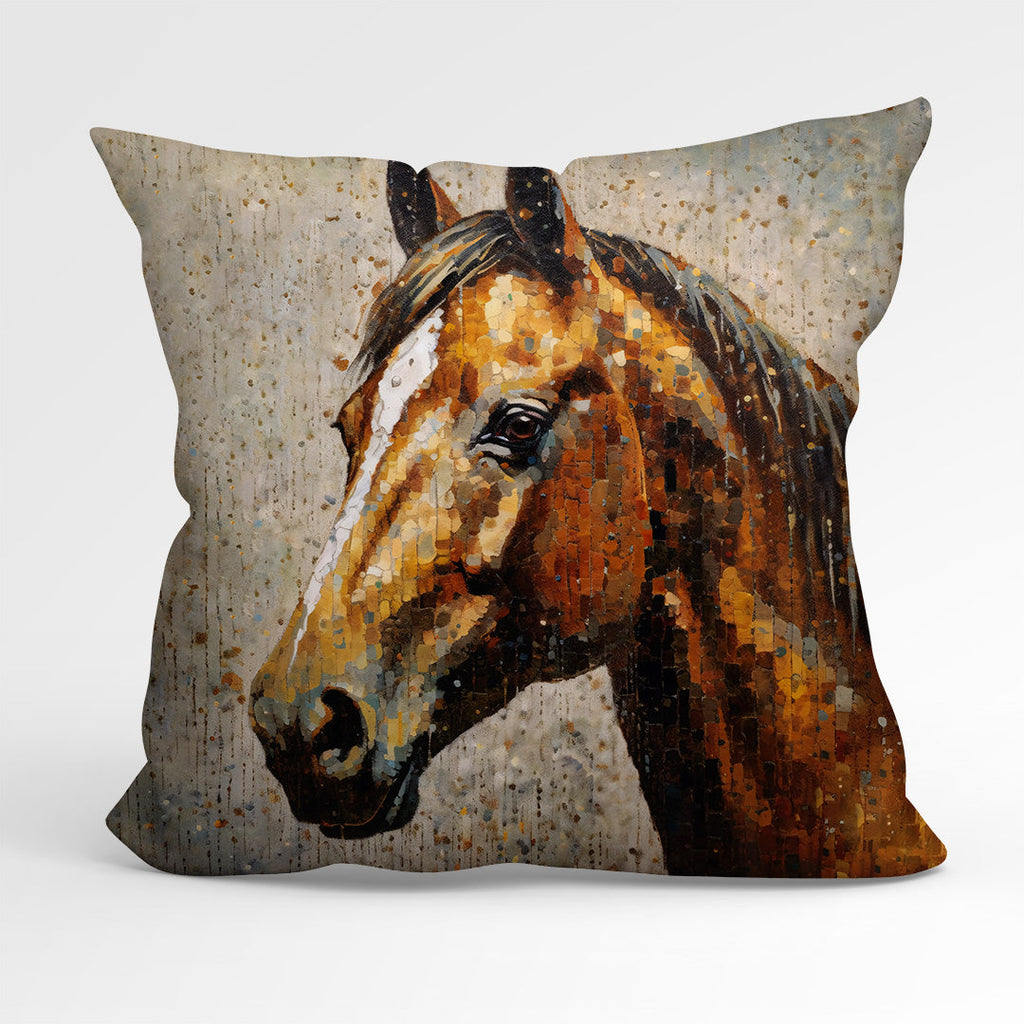CUSHION Fabric Panel Horse Beige