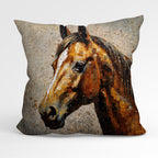 CUSHION Fabric Panel Horse Beige
