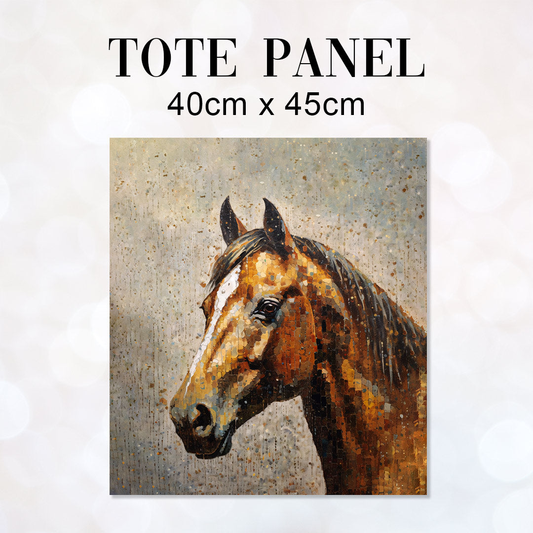 TOTE Horse Beige Fabric Bag Panel