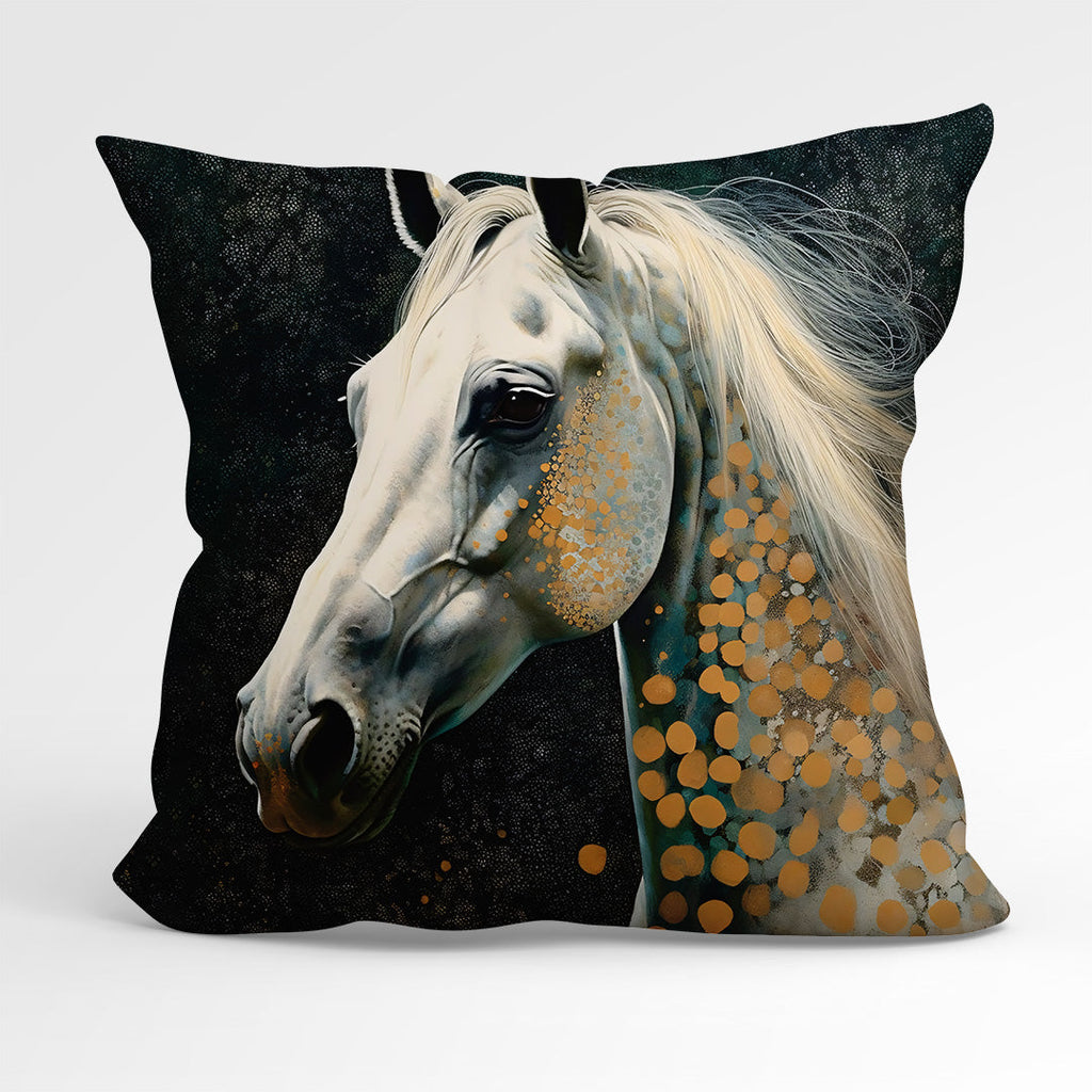 CUSHION Fabric Panel Horse Green