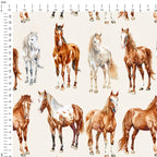Horses Beige Fabric
