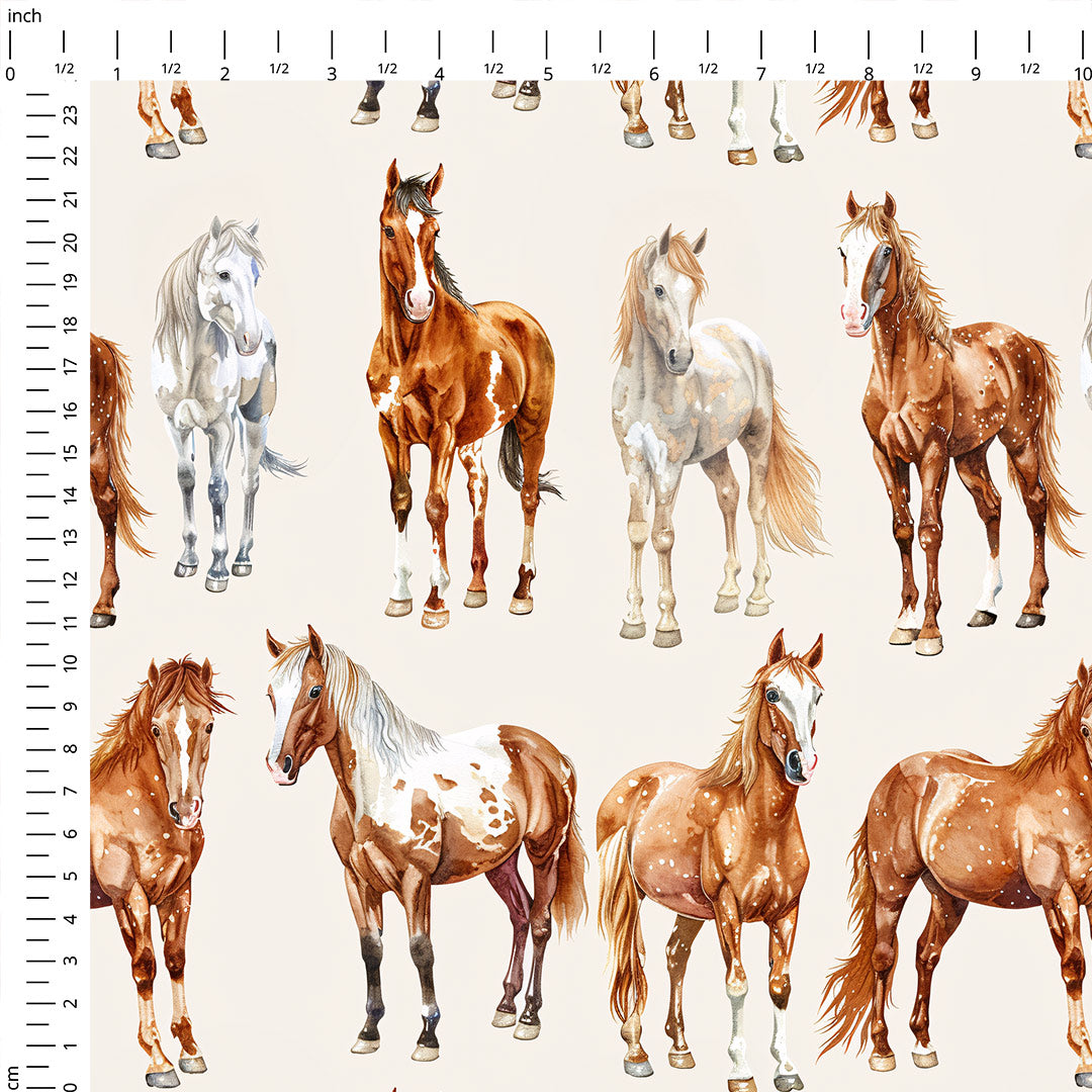 Horses Beige Fabric