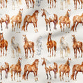 Horses Beige Fabric
