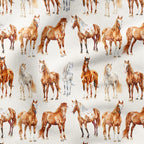 Horses Beige Fabric