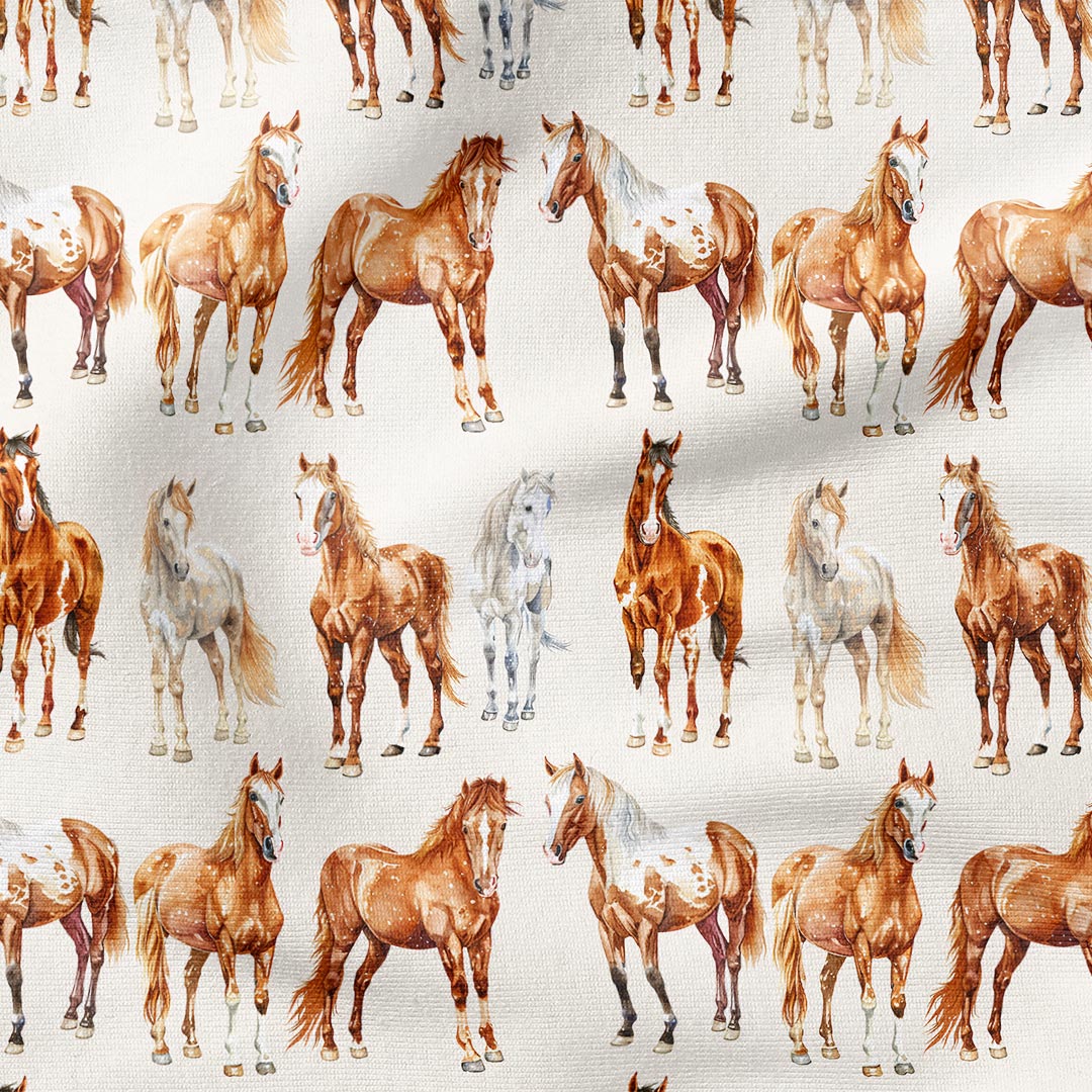 Horses Beige Fabric