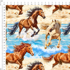 Horses Sea and Sand Fabric