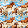 Horses Sea and Sand Fabric
