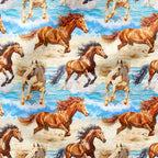 Horses Sea and Sand Fabric