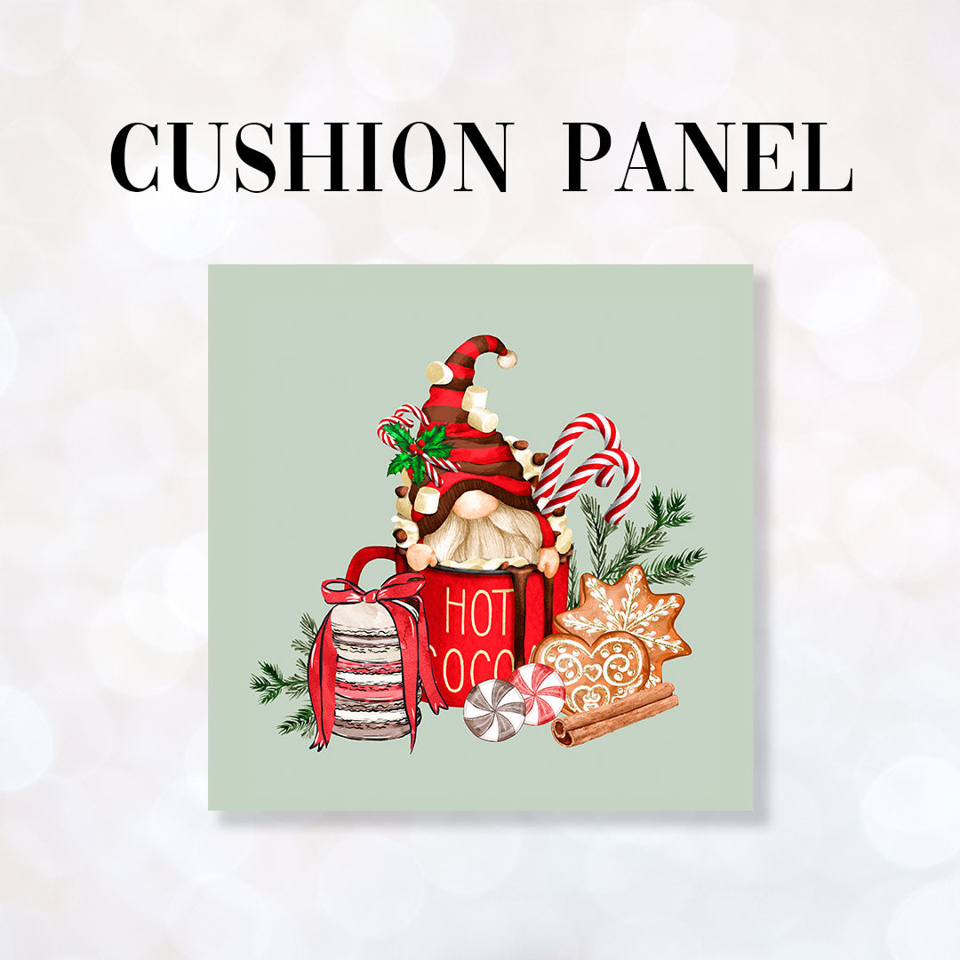 CUSHION Fabric Panel Christmas Treat Gnome CP-1221
