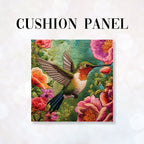 CUSHION Fabric Panel Embroidered Hummingbird 1 CP-1261