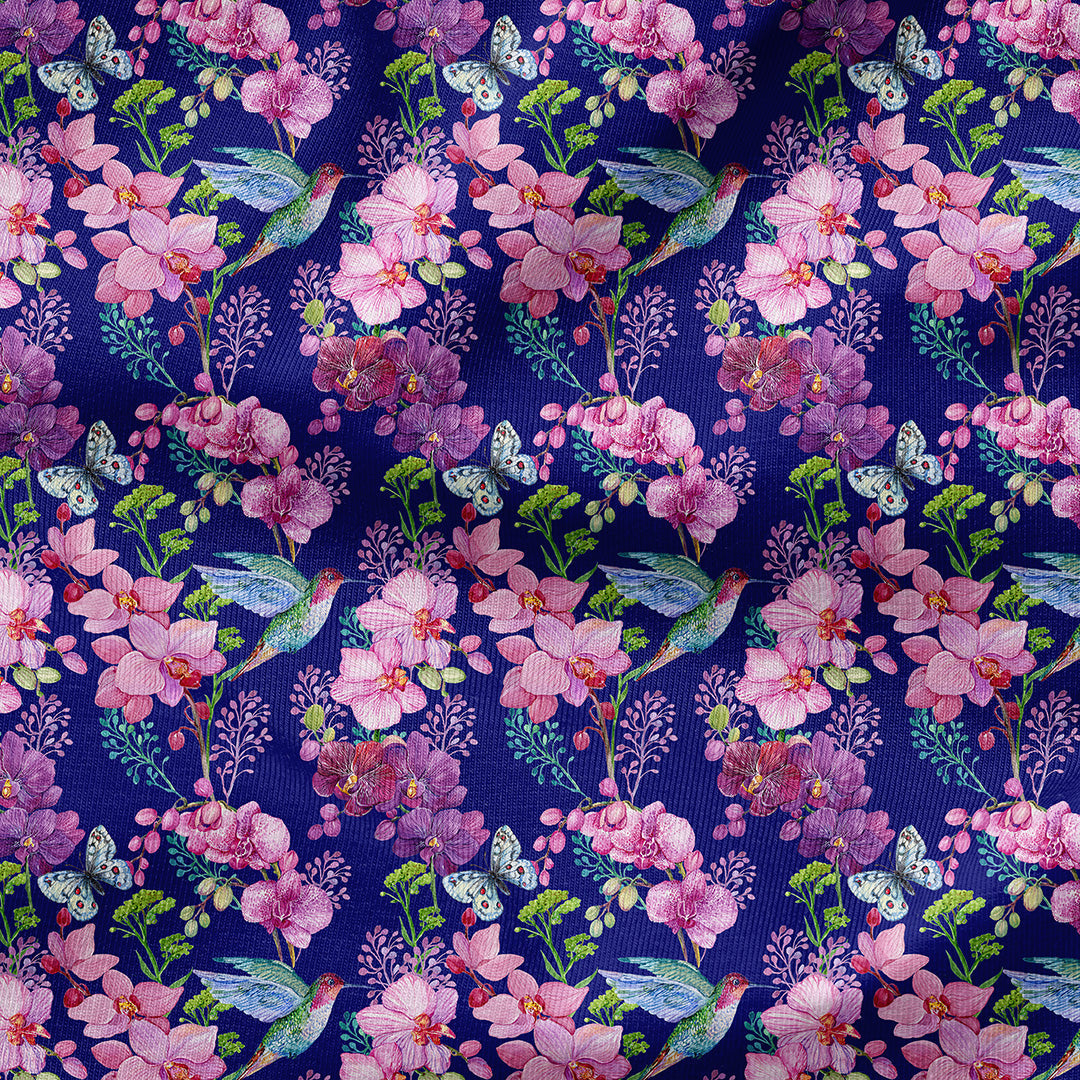 Hummingbird Navy Fabric