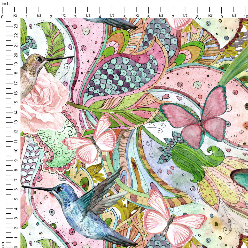 Hummingbirds Pastel Fabric