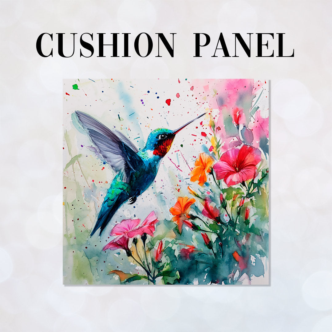 CUSHION Panel Hummingbird and Flowers CP-141