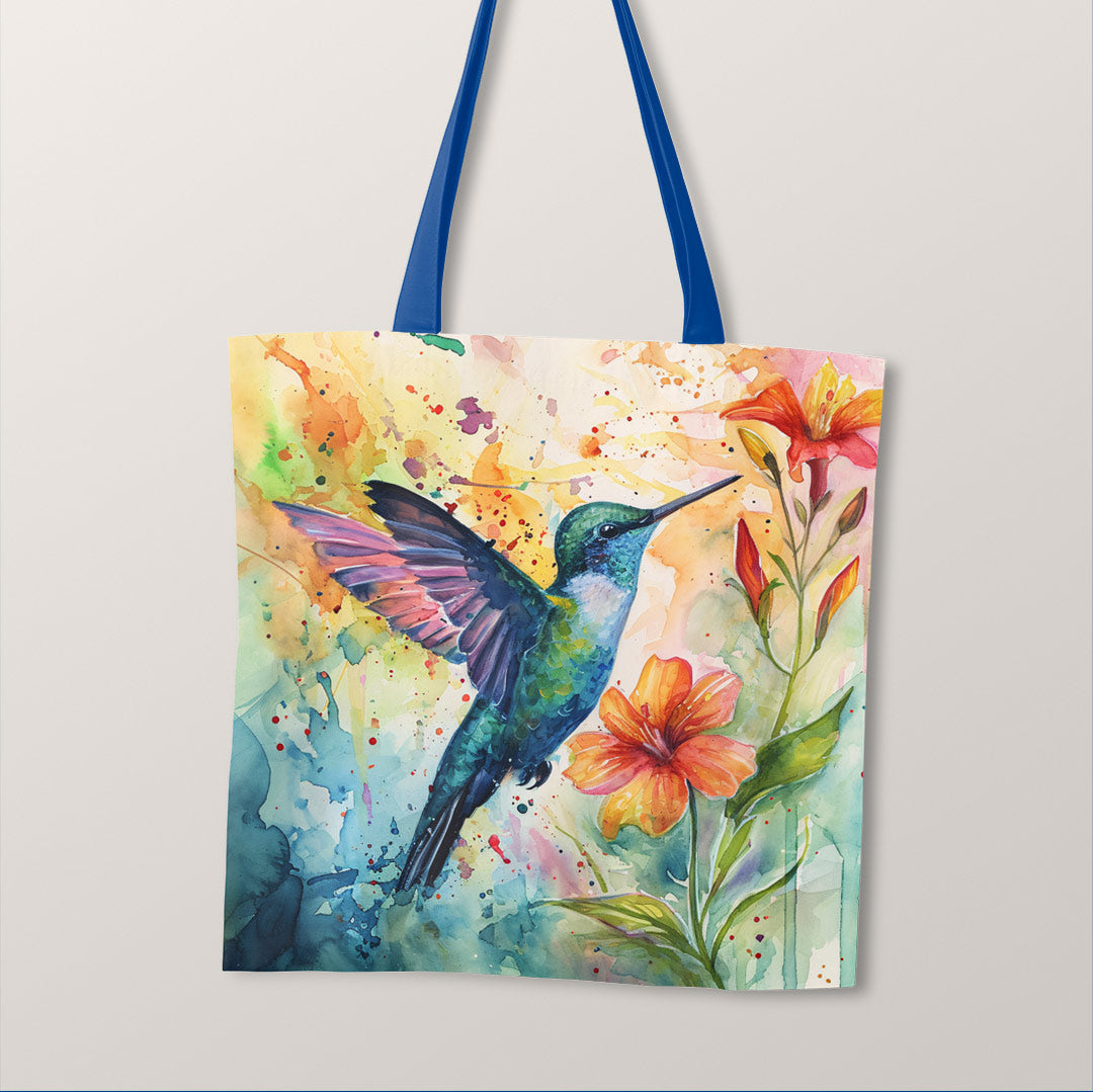 TOTE Fabric Bag Panel Hummingbird and Flowers TP-212