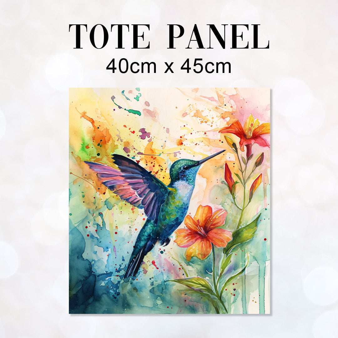 TOTE Fabric Bag Panel Hummingbird and Flowers TP-212