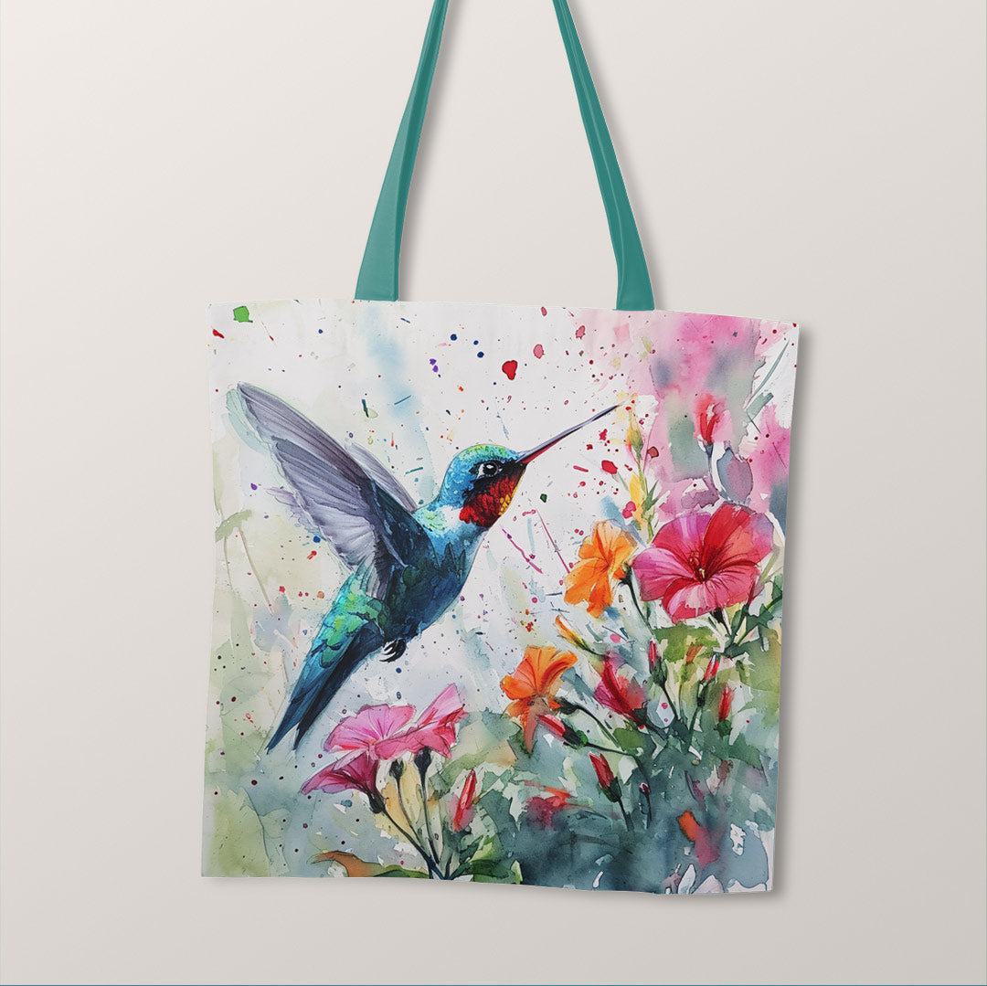 TOTE Fabric Bag Panel Hummingbird and Flowers TP-213