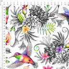 Hummingbirds White Fabric