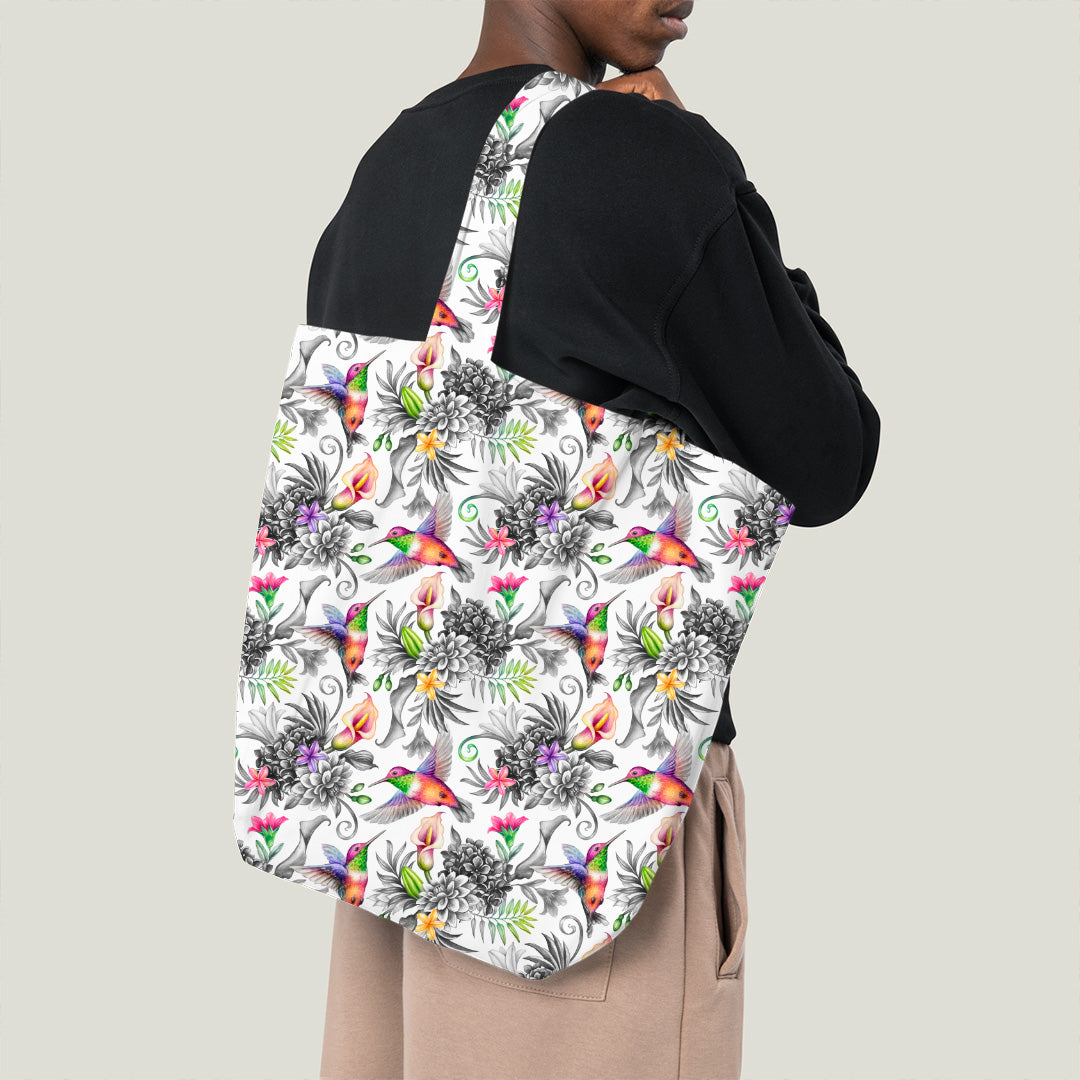 Hummingbirds White Fabric