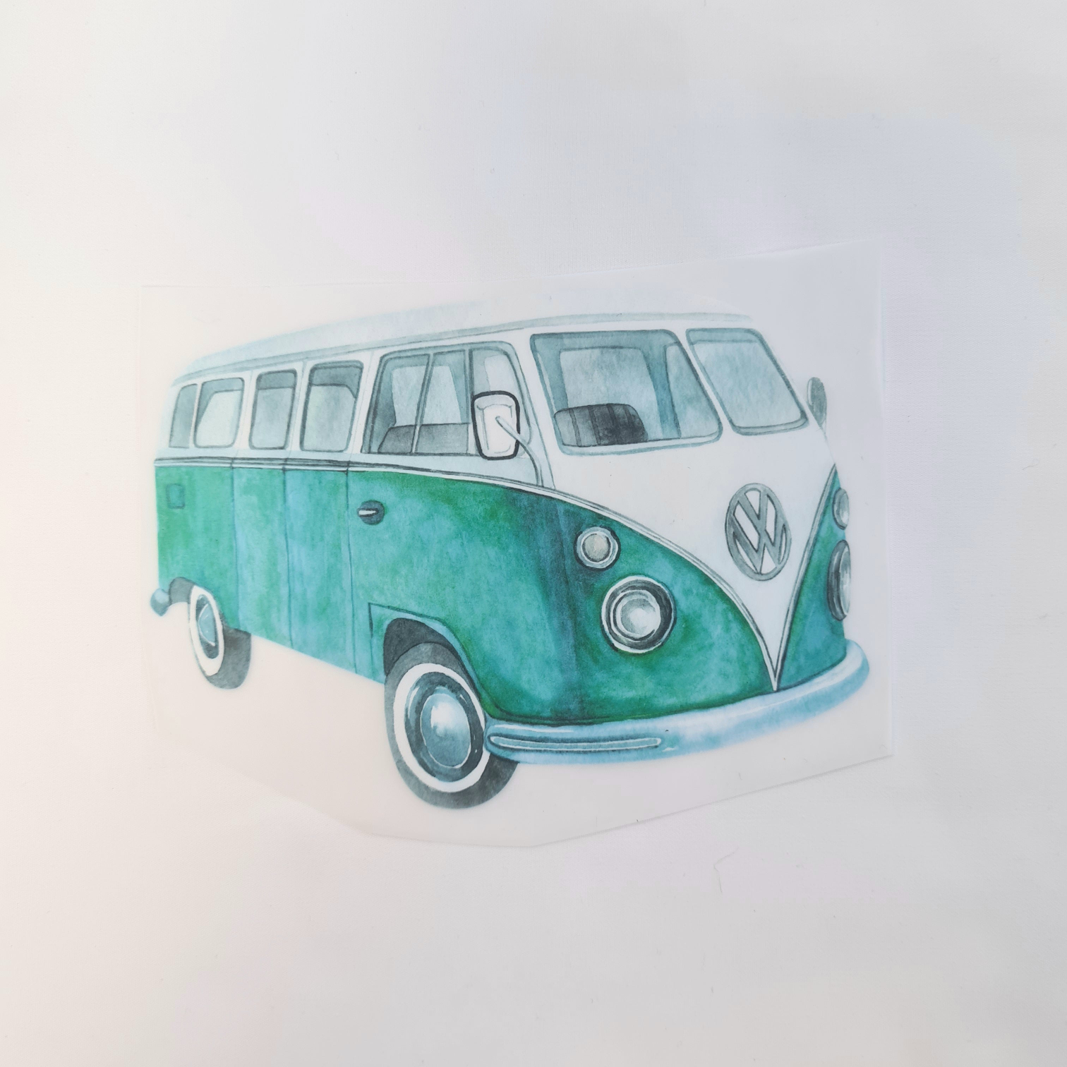 Green Campervan Iron on fabric heat transfer DTF-2