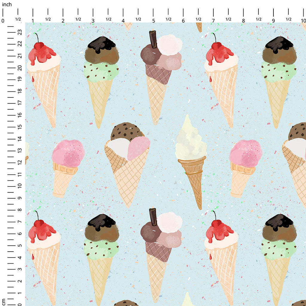 Ice Cream Blue Fabric