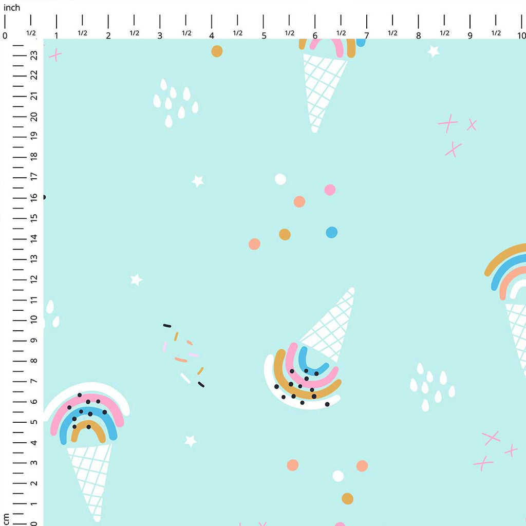 Rainbow Ice Cream Mint Fabric