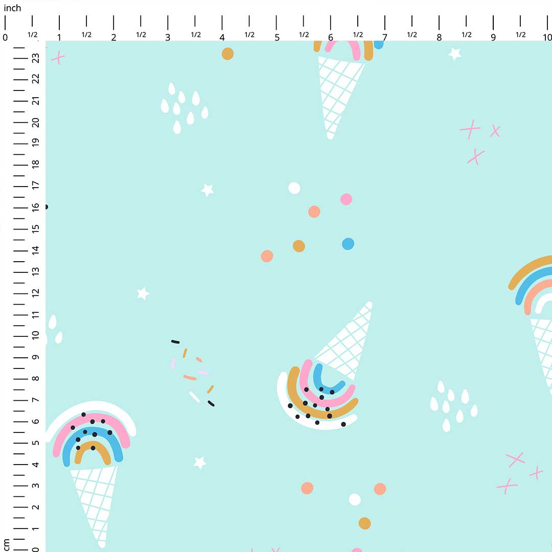 Rainbow Ice Cream Mint Fabric