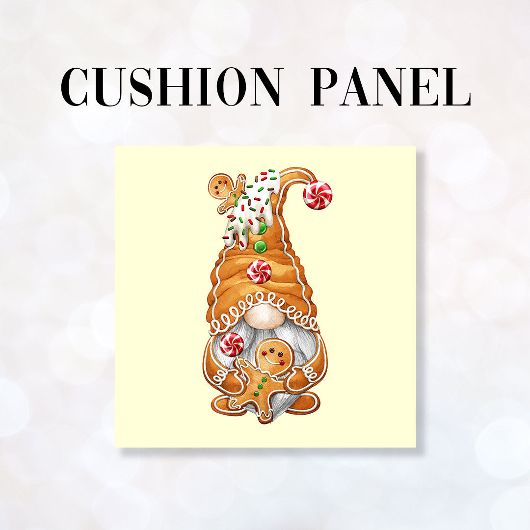 CUSHION Fabric Panel Iced Gingerbread Gnome