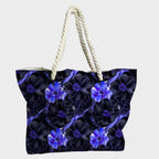 Inky Flowers Black and Purple Fabric