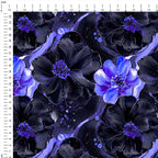 Inky Flowers Black and Purple Fabric