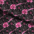 Inky Flowers Black and Pink Fabric
