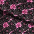 Inky Flowers Black and Pink Fabric