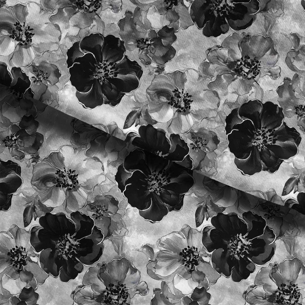 Inky Flowers Mono Fabric