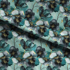 Inky Flowers Teal Fabric