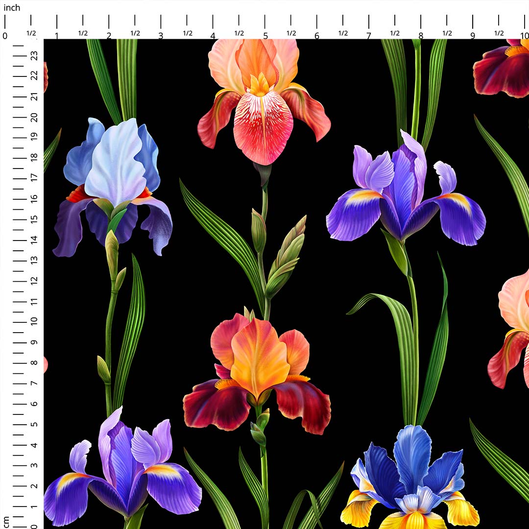 Gardens Of Eden Iris Black Fabric