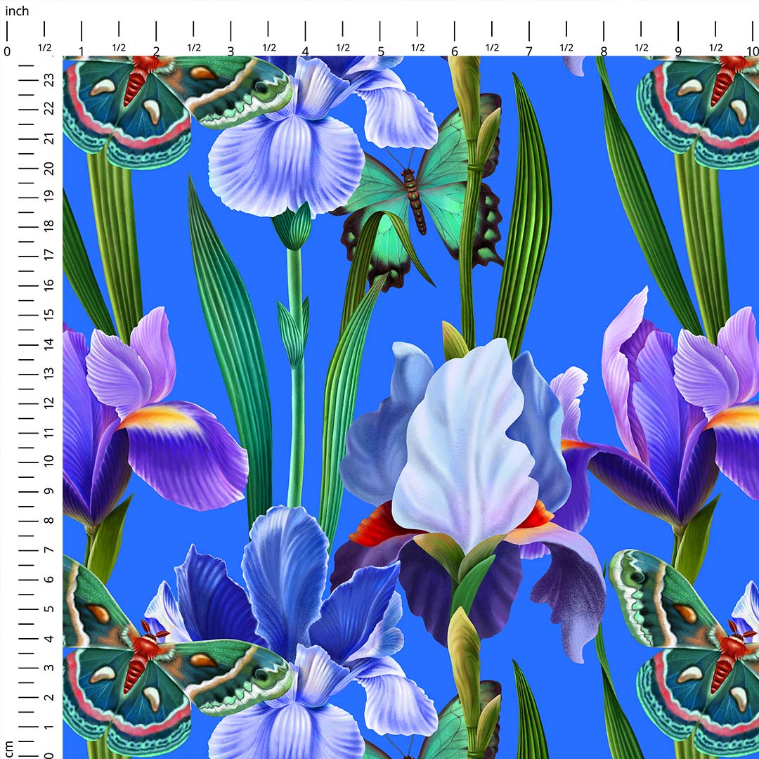 Gardens Of Eden Iris Blue Fabric