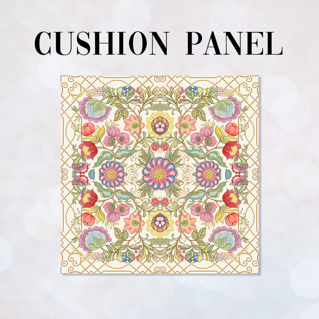 CUSHION Jacobean Floral Cream Fabric Panel CP-637