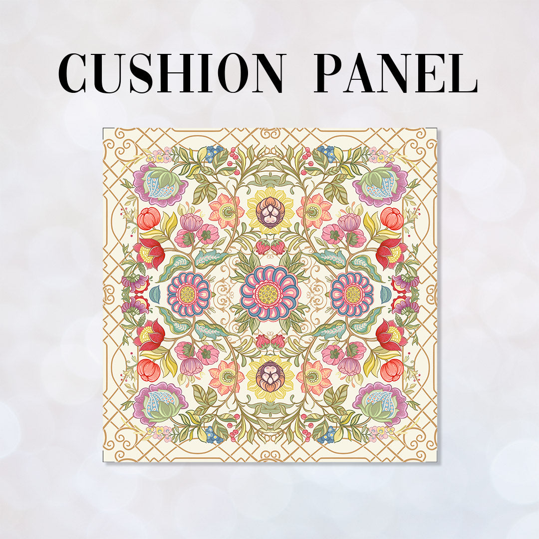 CUSHION Jacobean Floral Cream Fabric Panel CP-637