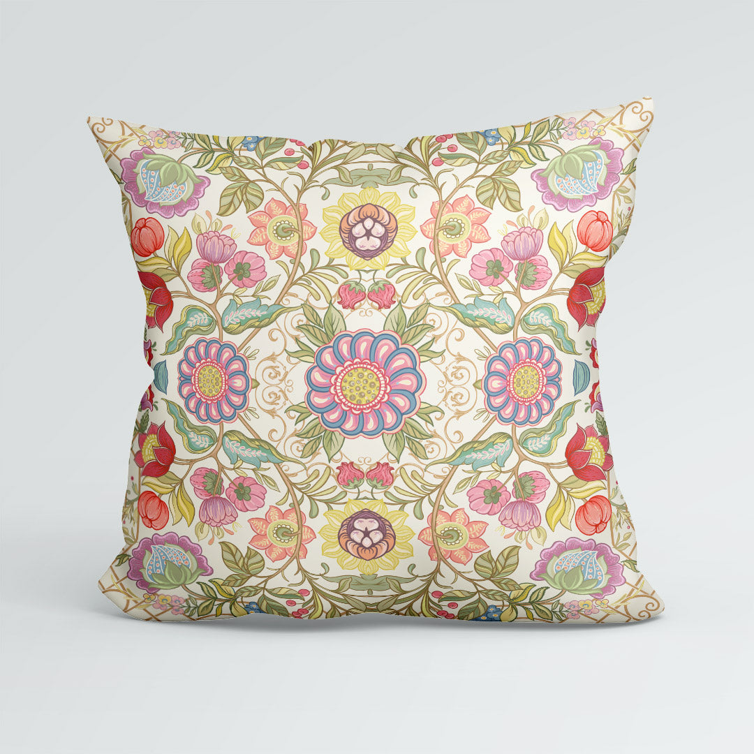 CUSHION Jacobean Floral Cream Fabric Panel CP-637