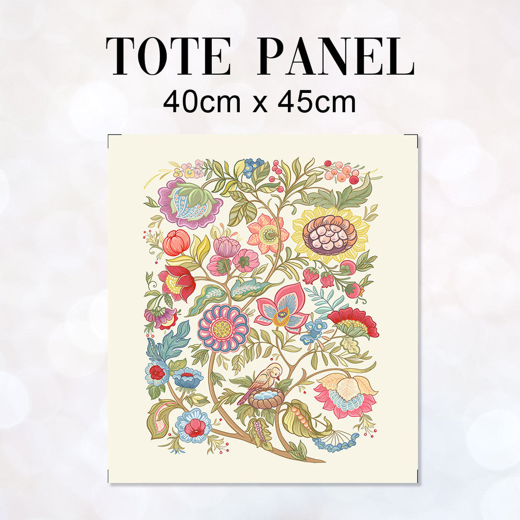 TOTE Jacobean Floral Cream Fabric Bag Panel TP-756