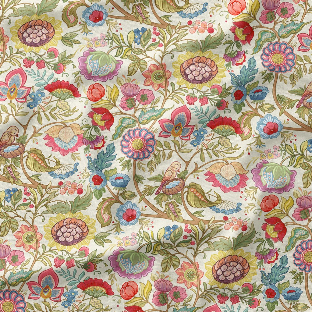 Jacobean Floral Cream Fabric
