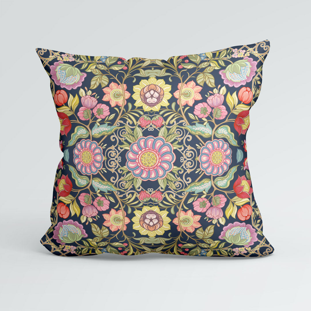 CUSHION Jacobean Floral Navy Fabric Panel CP-639