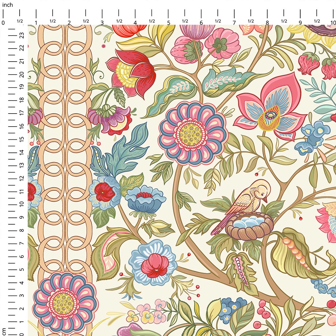 Jacobean Garden Cream Fabric