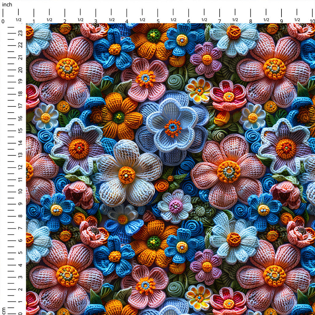 Janice Crochet Flowers Fabric